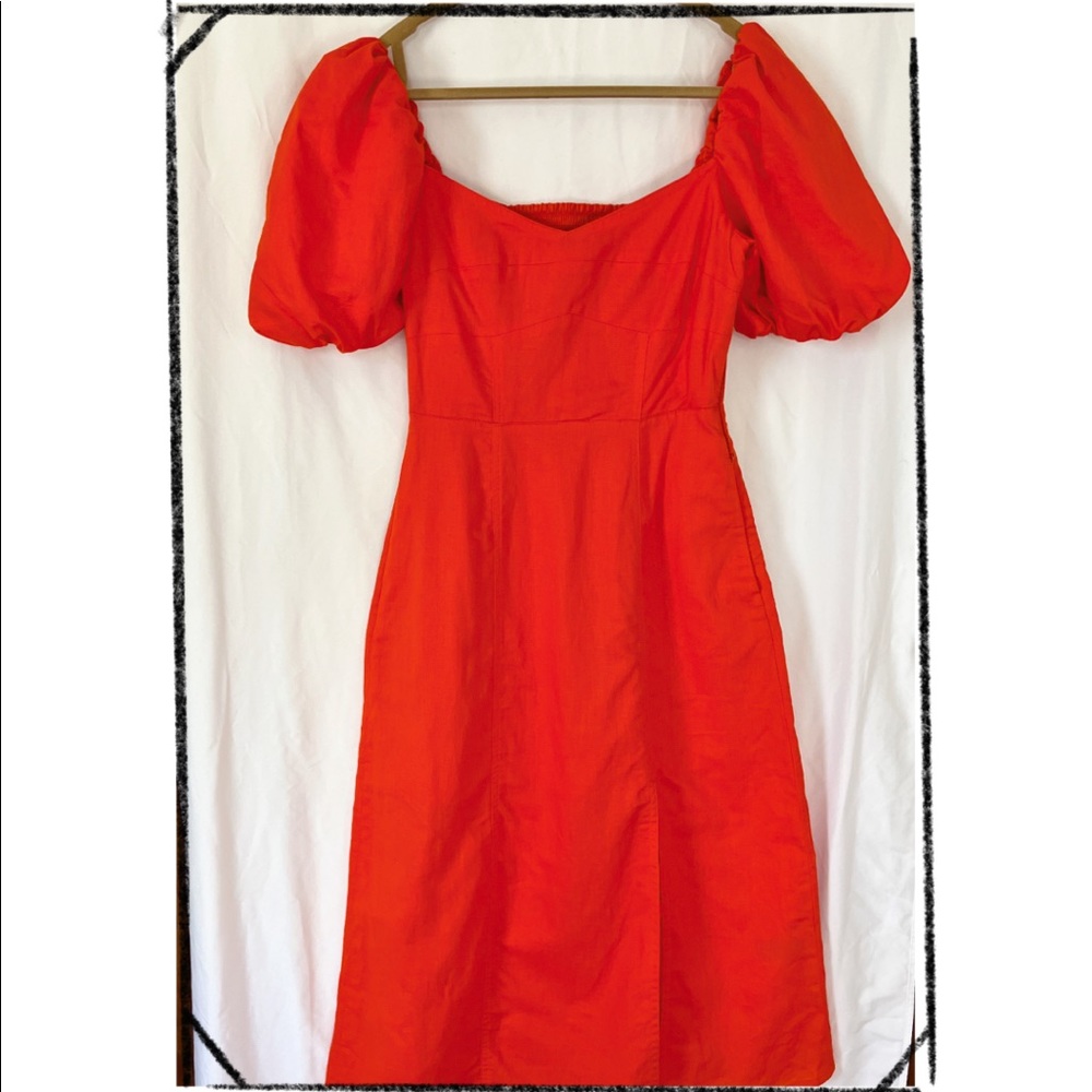 Banana Republic SIZE 4, orange/red, cotton & linen blend dress.